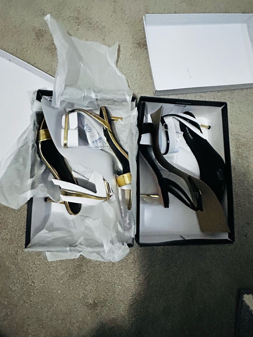 Nine West Black and Gold Strappy Heels 3inch Heels.